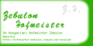 zebulon hofmeister business card